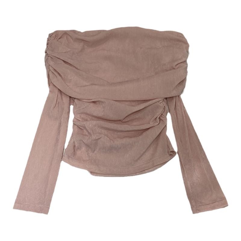 Off-Shoulder Long Sleeve Knit Top Women's Fall 2026 Korean Style Sexy One-Line Neck - Image 5
