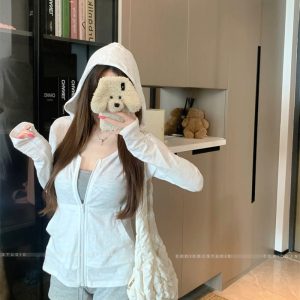 Women's Two-Piece Hooded Sun Protection Long Sleeve Jacket Sports Set