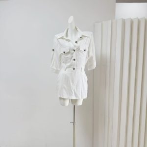 M900 Shirt Dress 2026 Summer Cargo Pocket Slimming Petite Short Dress