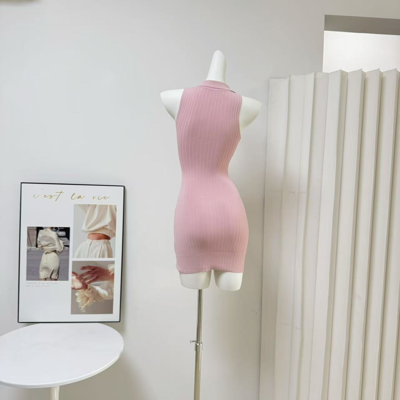 Fart Shop Strawberry Gummy Pink Lapel Sleeveless Bodycon Dress for Women Spring Summer Commute - Image 5