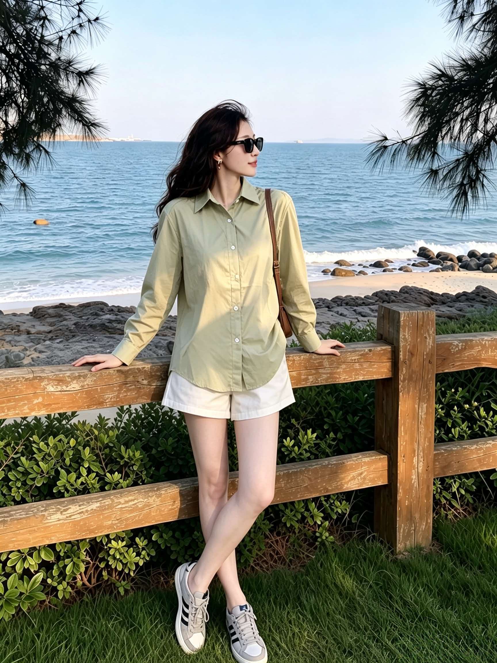 Light Khaki Green Collared Long Sleeve Shirt Women 2026 Autumn Commute Wear - Image 4