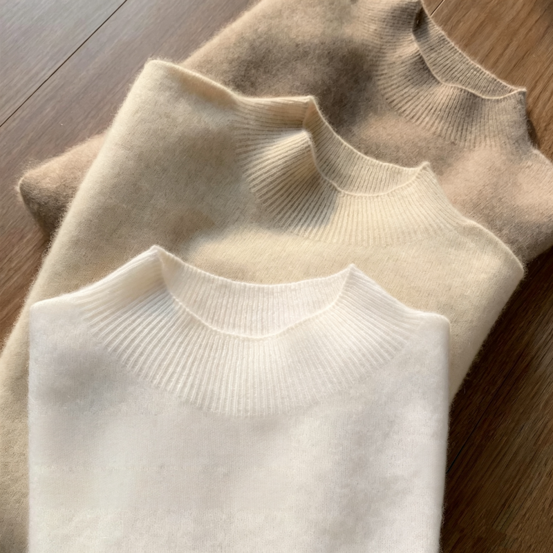 Women's Solid Knit Pullover Sweater Round Neck Slim Fit Warm Top - Image 2