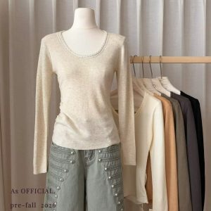 Women's Soft Fine Knit Sweater with Slimming Neckline for Fall