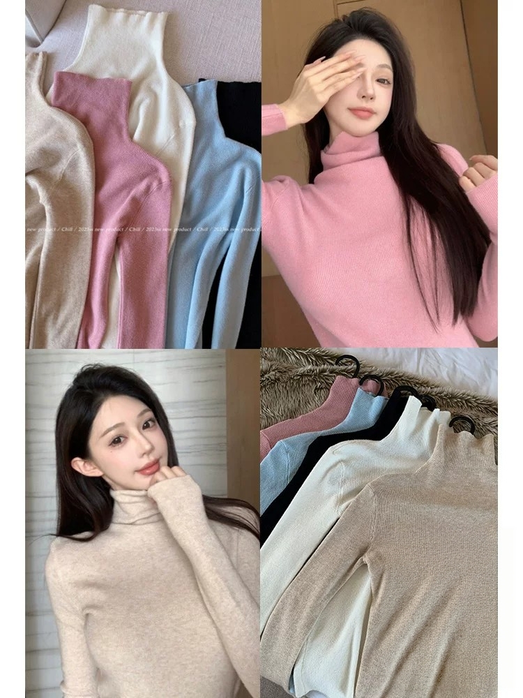 Women's Basic High Neck Stretch Warm Base Layer Top - Image 2